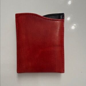 Red Leather Card Holder Wallet